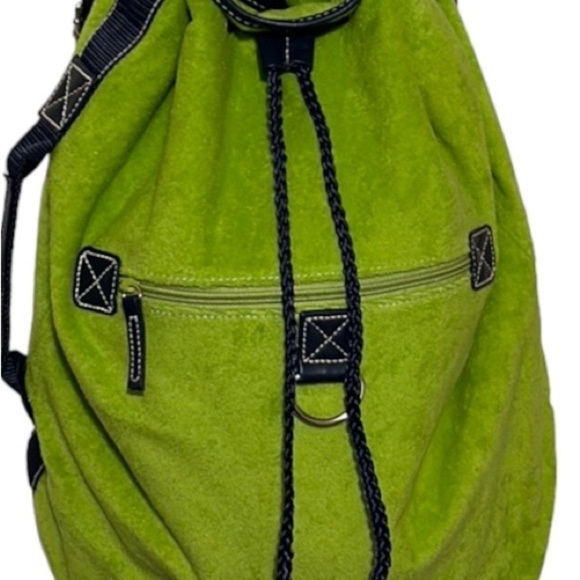 Lime Green and Navy Backpack Large Duffle Bag with Drawstring - Picture 3 of 7